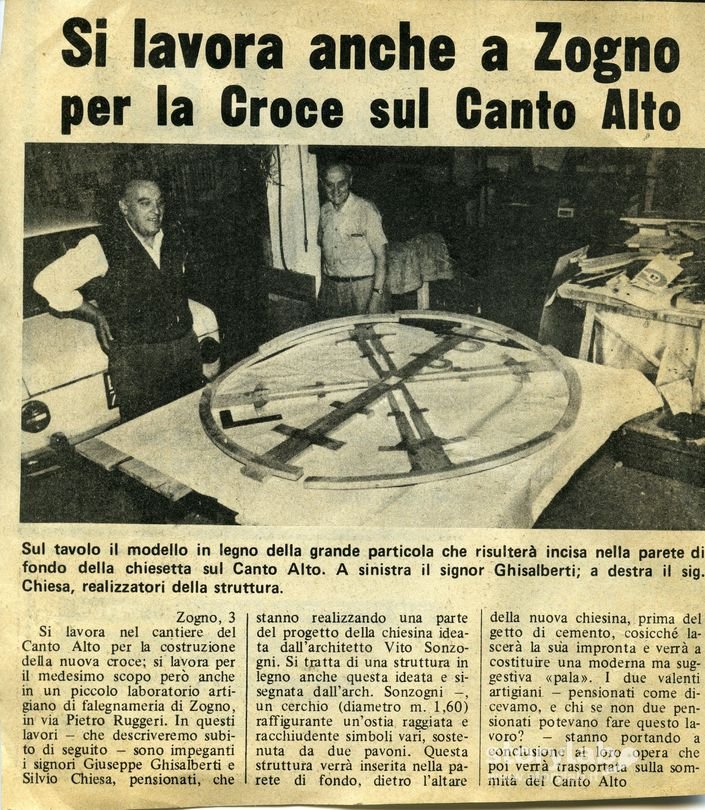 Lavori per la croce del Canto Alto