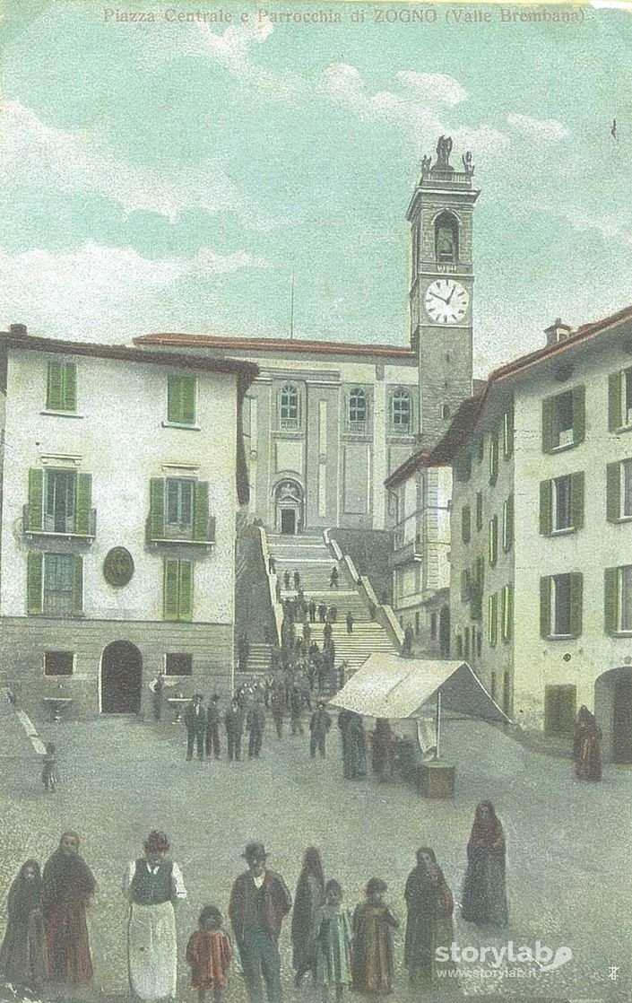 Dipinto di Piazza Garibaldi di Zogno