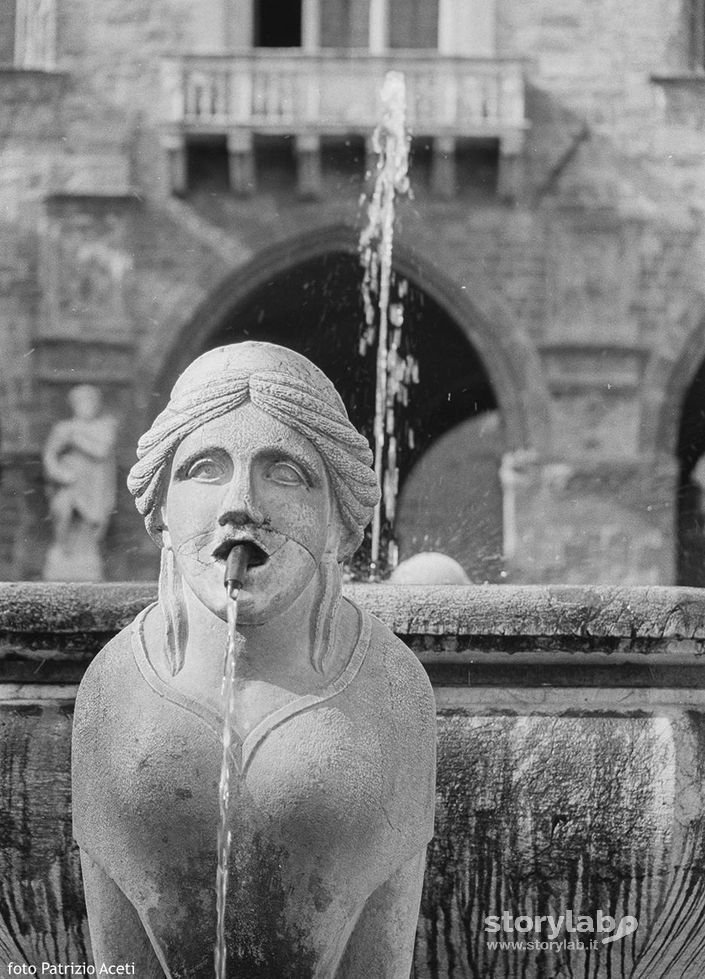 Bergamo Alta, piazza Vecchia. Fontana Contarini, 1989